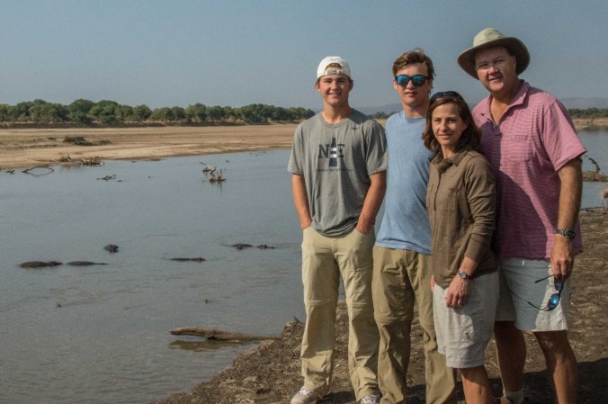 Overlooking a family of hippo on our morning game drive