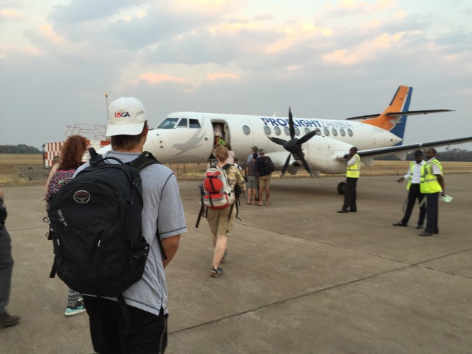Boarding our plane from Mfuwe to Lusaka